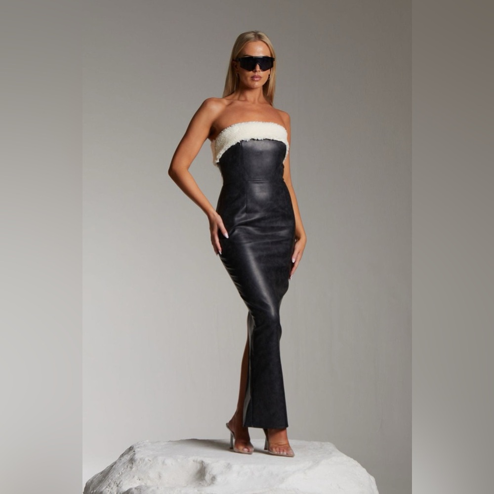 Murci PU Shearling Maxi Dress